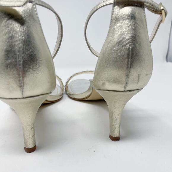 Caparros Size 9 Gold Metallic Starla Rhinestone Embellished Evening Heels Sandal - Picture 12 of 14